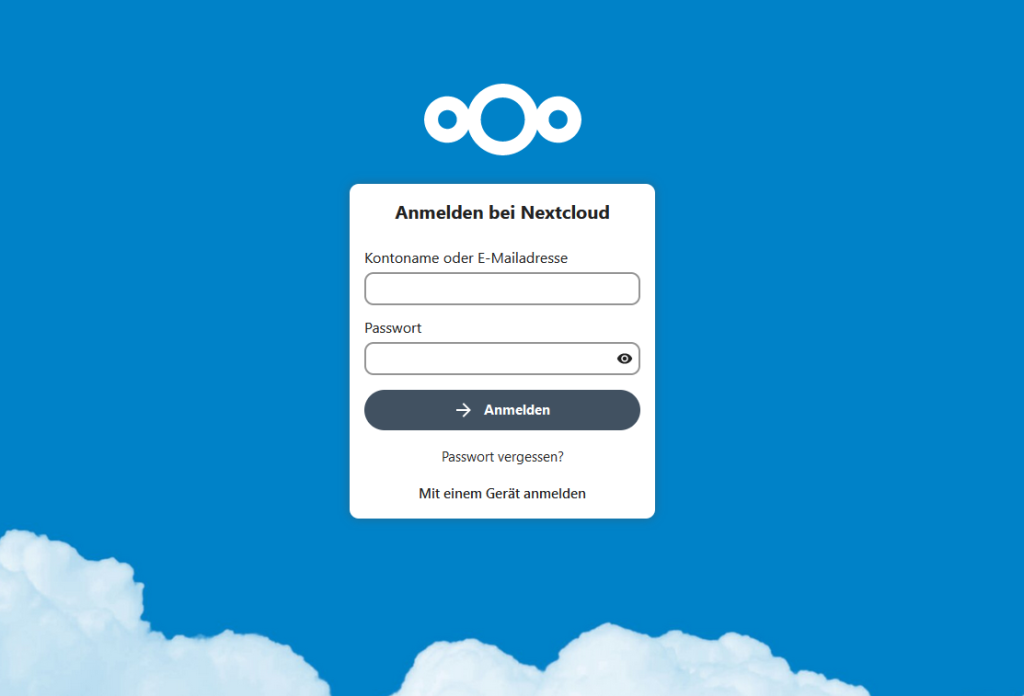 Anmeldebildschirm einer Nextcloud-Instanz