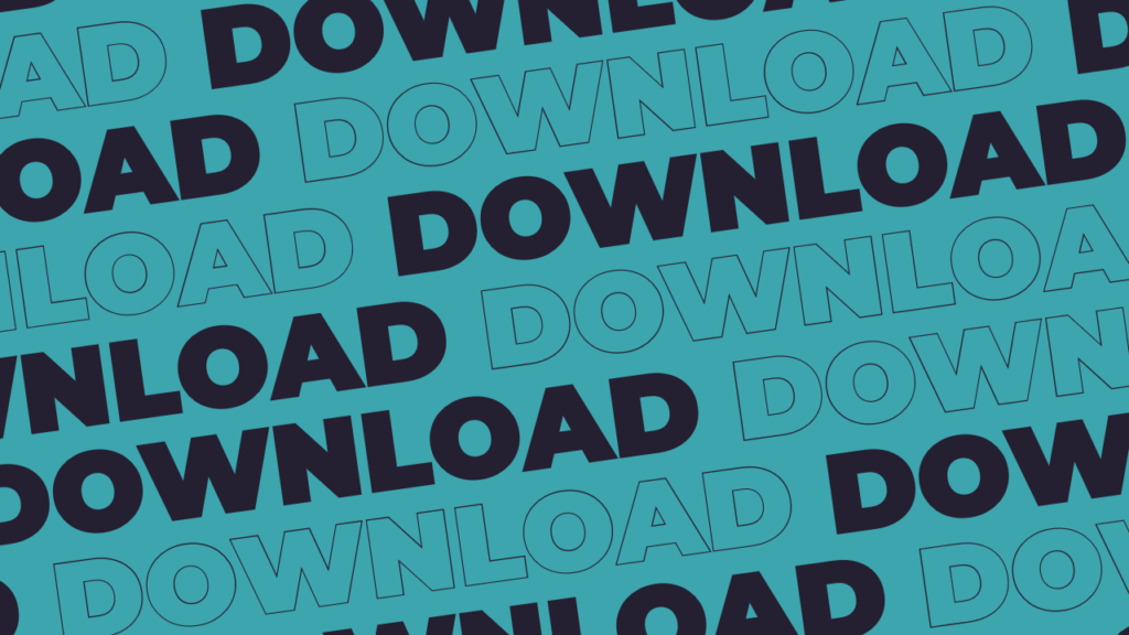 Grafische Wiederholung des Worts Download auf tuerkisem Hintergrund