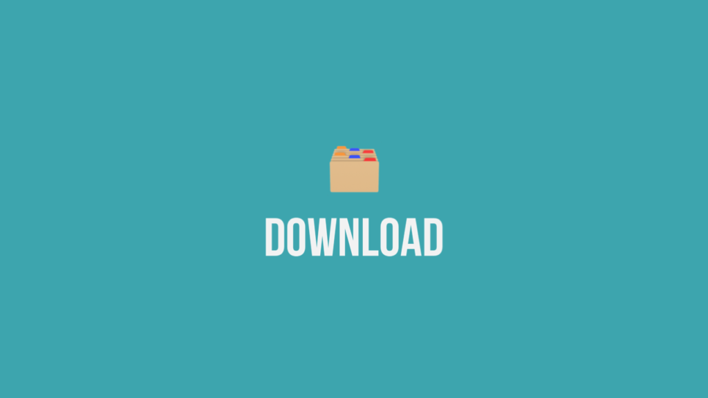 Symbolgrafik Download mit Ordner-Icon auf tuerkisem Hintergrund